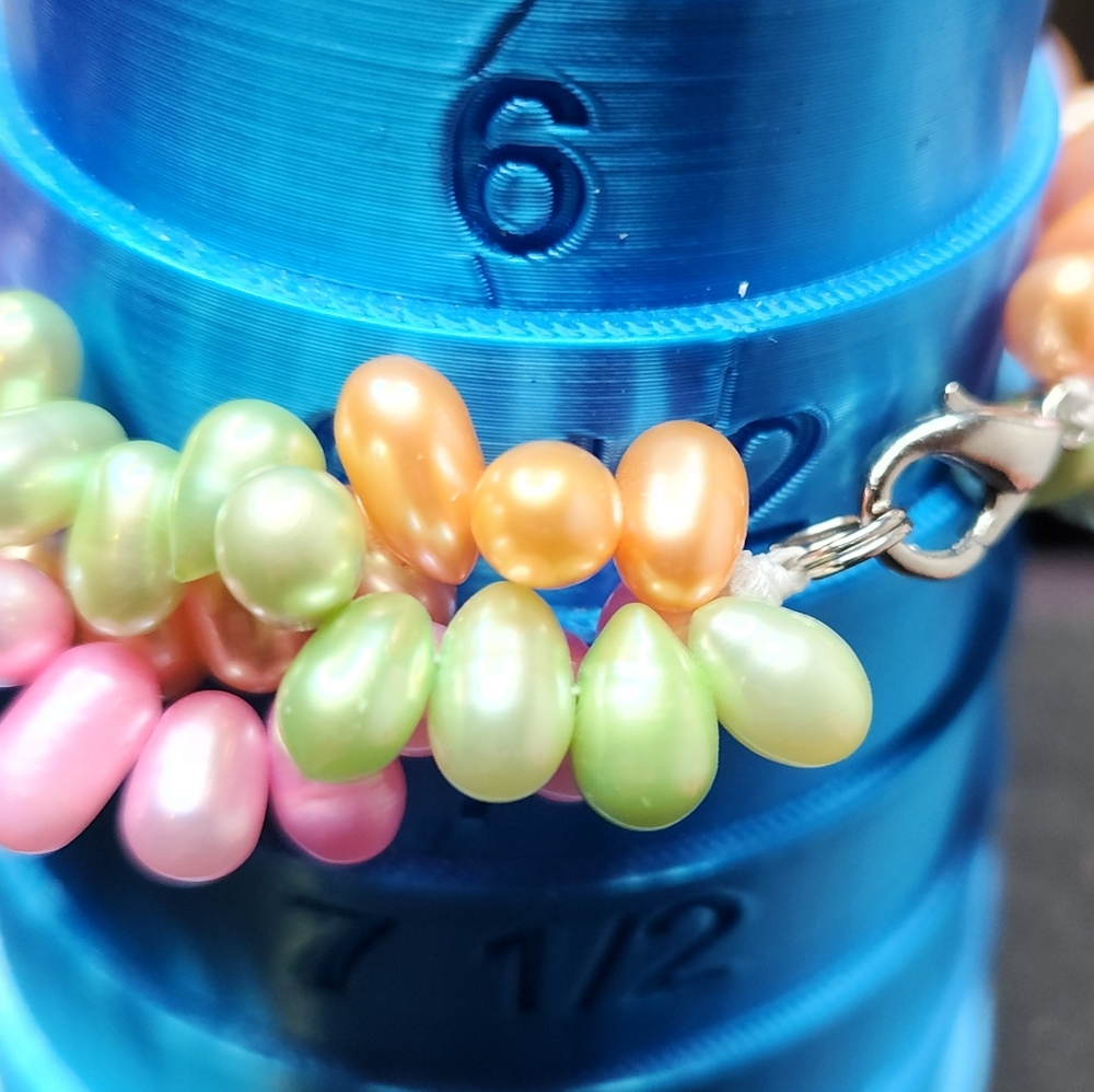 Handmade Martigras 3-Stranded Baroque Freshwater Pearls Bracelet Silver, Size 7" - Picture 4 of 7